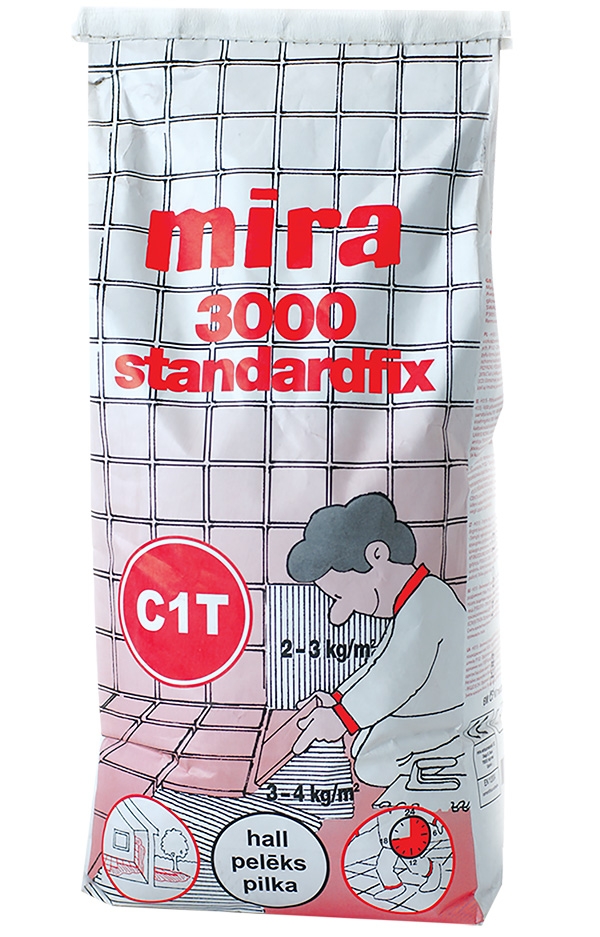 Клей для плитки mira 3000 standardfix серый (25кг) 000005950 by Mira (Дания) color Серый