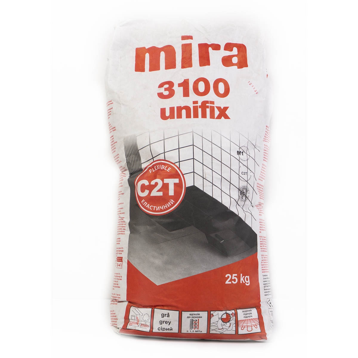 Клей для плитки mira 3100 unifix серый (25кг) 000007119 by Mira (Дания) color Серый