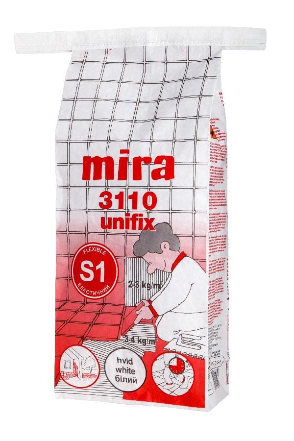 Клей для плитки mira 3110 superfix білий (25кг) 000012003 by Mira (Данія) color Білий
